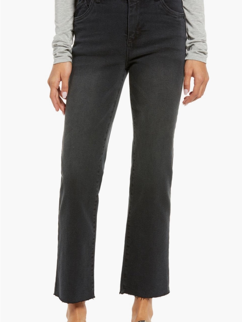 Wit & Wisdom Bennett Skyrise Raw Hem Black High-Rise Stretch Straight Jeans